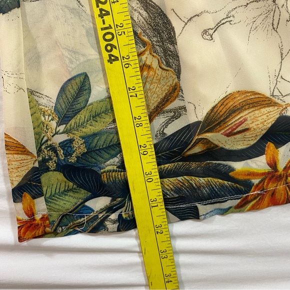Papaya palazzo tropical Pants Women’s Medium wide leg floral sheer elastic waist - Picture 7 of 10